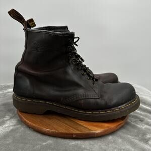 Dr. Martens Boots Mens Size 11 Brown Leather Lace Up Yellow Stitch Vintage Style